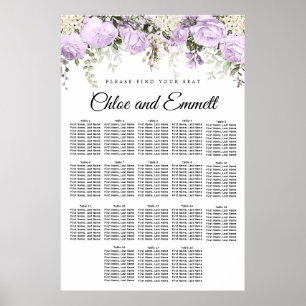 Sätesdiagram för stora Lilor, Blommigt 18-Bord Brö Poster