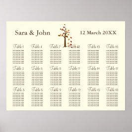 Sätesdiagram för träd Rustic bröllop Poster