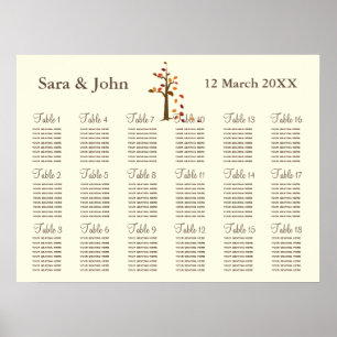 Sätesdiagram för träd Rustic bröllop Poster