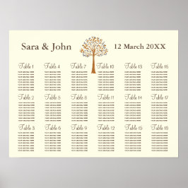 Sätesdiagram för träd Rustic bröllop Poster