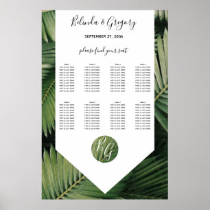 Sätesdiagram för Tropical Handflatan Lämna Grey Br Poster
