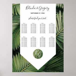 Sätesdiagram för Tropical Handflatan Lämna Grey Br Poster