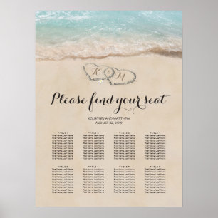 Sätesdiagram för tropisk strand 8 Bord Bröllop Poster