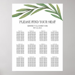 Sätesdiagram för vattenfärg Grey Löv Bröllop Poster