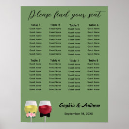 Sätesdiagram för vintage Boho par Vin Bröllop Poster