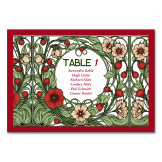 Sätesdiagram för vintage Garden Art nouveau Bordsnummer