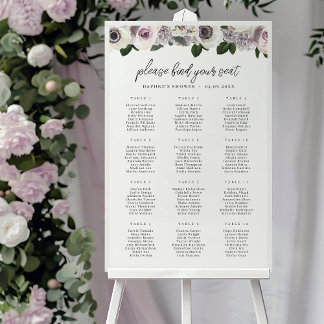 Sätesdiagram för vit emon och Lila Blommigt Poster