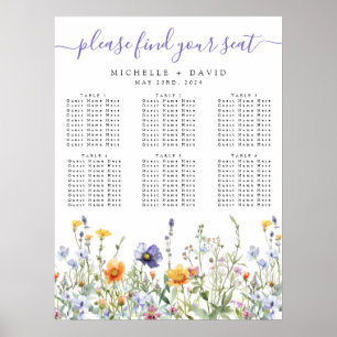Sätesdiagram för Wildblomma Fält Bröllop Poster