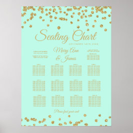 Sätesdiagram Guld Faux Glitter confetti Mint Poster