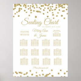 Sätesdiagram Guld Faux Glitter confetti White Poster