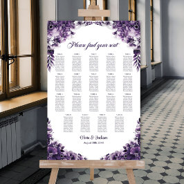 Sätesdiagram över säten i Bord Lila Blommigt Bröll Poster