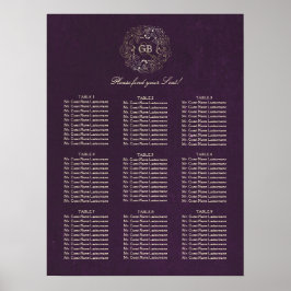 Sätesdiagram över säten i guld och Plum Blommigt B Poster