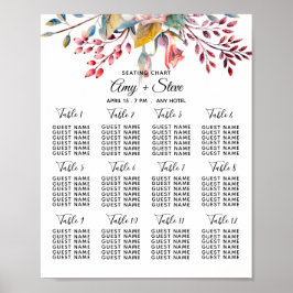 Sätesdiagram över säten i rosa ros vid  Blommigten Poster