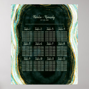 Sätesdiagram över säten i Teal Grönt Guld Agate Br Poster