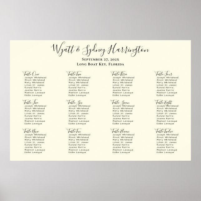 Sätesdiagram Poster enkla Ecru-Bordsnummer (Framsidan)