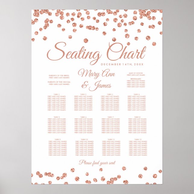 Sätesdiagram Ro Guld Faux Glitter confetti Poster (Framsidan)
