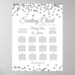 Sätesdiagram Silver Faux Glitter confetti White Poster