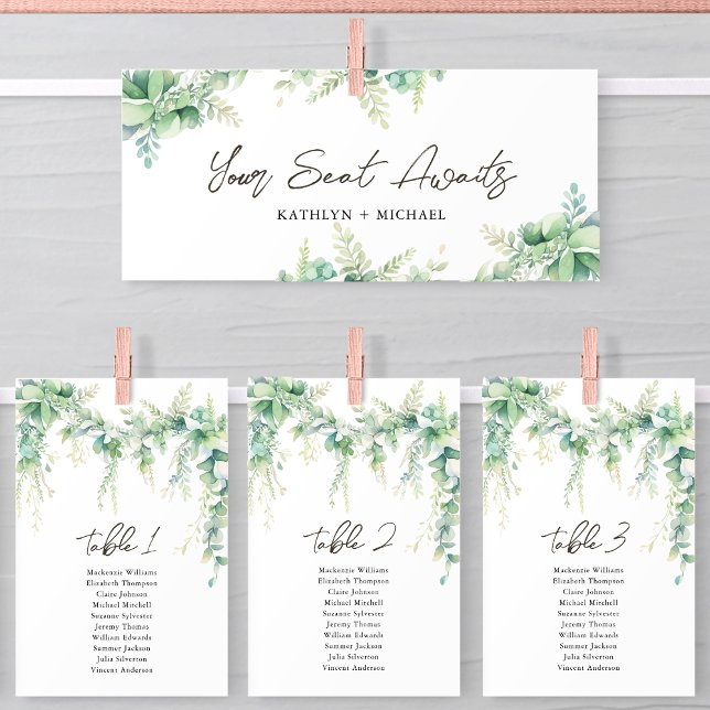 Sätesdiagramhuvud Eucalyptus Greenery Card Inbjudningar (Skapare uppladdad)