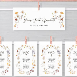 Sätesdiagramhuvud Modern Boho Wildblomskort Inbjudningar