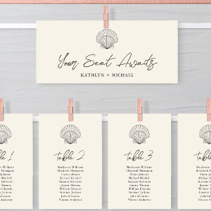 Sätesdiagramhuvud - Modern Snäcka Beach Ocean Card Inbjudningar