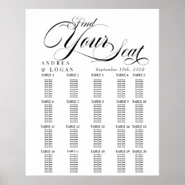 Säteskartor för elegant bröllop poster