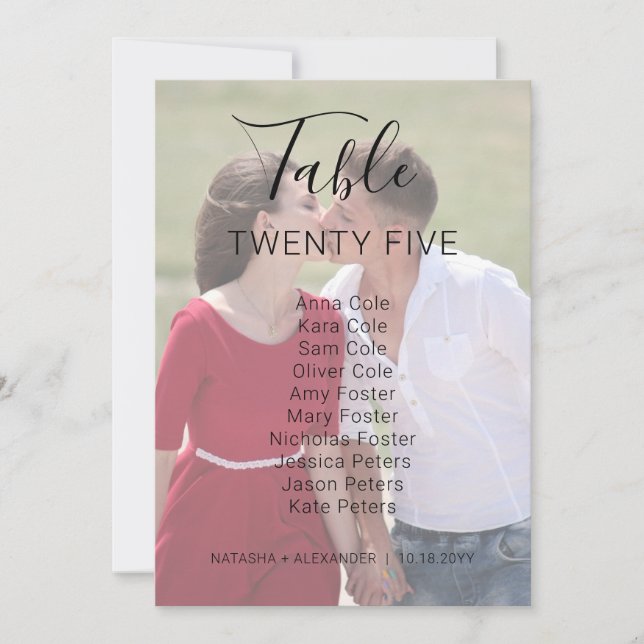 Säteskort för foto Bröllop Bord i Natasha 2 (Framsida)