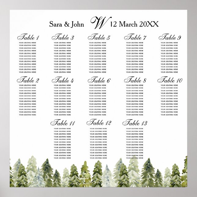 Sätesplan för vattenfärgscamping Rustic Gräs Poste Poster (Framsidan)