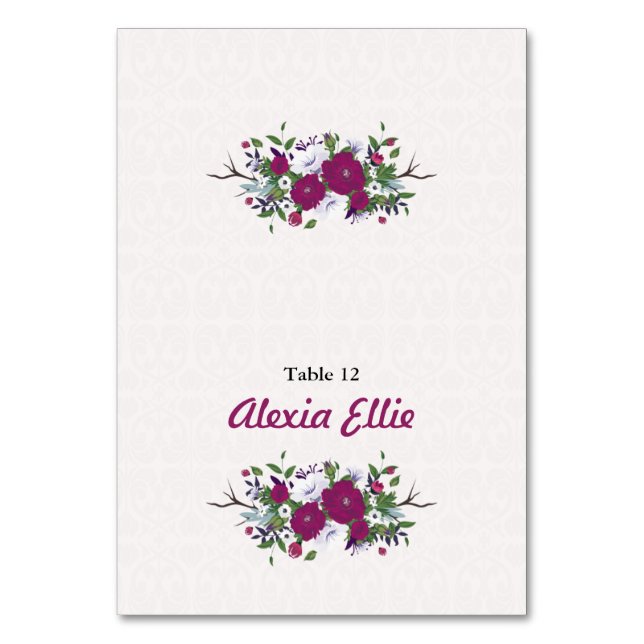 Sätesplatskort för bröllop Bord Bordsnummer (Framsidan)