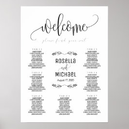 Sätesschema för bröllop - Hitta ditt säte N.2 Poster