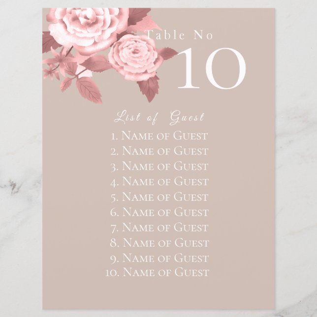 Sätesscheman för elegant Chic Ro Bröllop (Framsida)