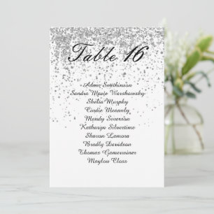 Sätesscheman för elegant Silver glitter Bordsnumme Meddelande