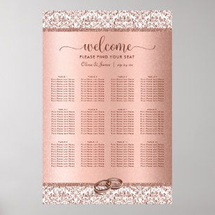 Sätesschemat för Elegant bröllop i Damask-Guld i r Poster