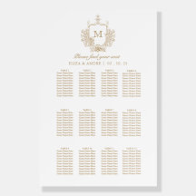 Sätesschemat för elegant Guld White Monogram Bröll