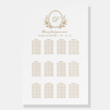 Sätesschemat för elegant Guld White Monogram Bröll