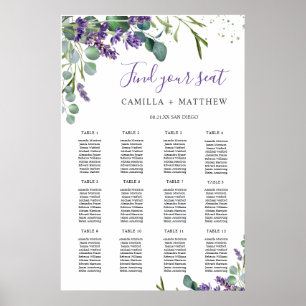Sätesschemat Lavender Eucalyptus Bröllop Poster