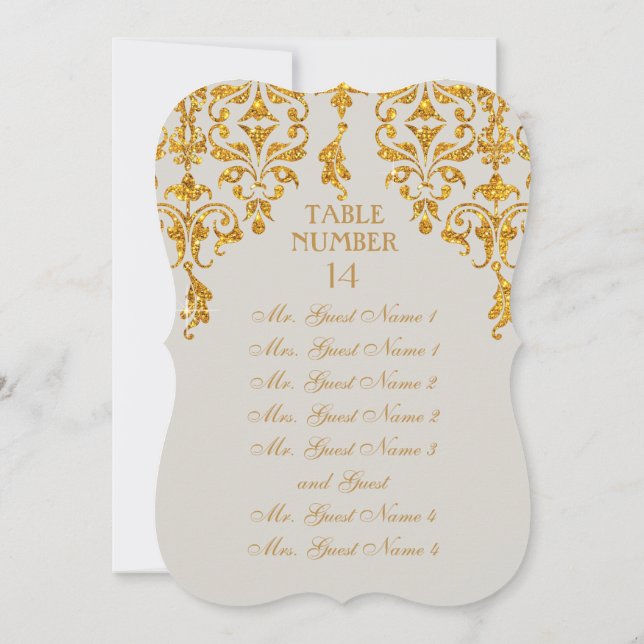 Sätesschemat löv Damask Art nouveau Bord Inbjudningar (Baksida)