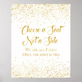 Sätesskylt för Faux Guld Glitter Confetti Bröllop Poster