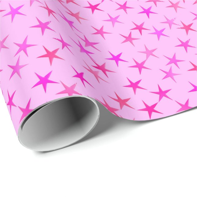 Satéstjärnor, orkidéer på blekens rosa presentpapper (Rullad Hörn)