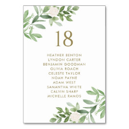 Sätet i Grey och White Flowers Guld Bröllop Bordsnummer