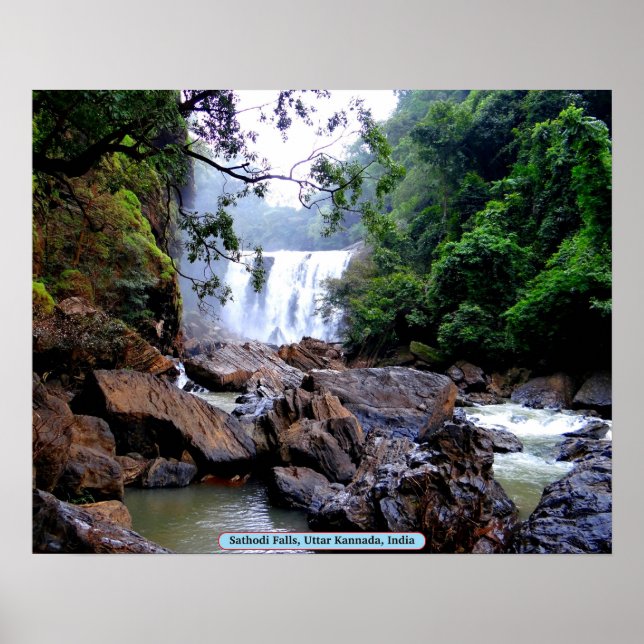 Sathodi Falls, Uttar Kannada, Indien Poster (Framsidan)