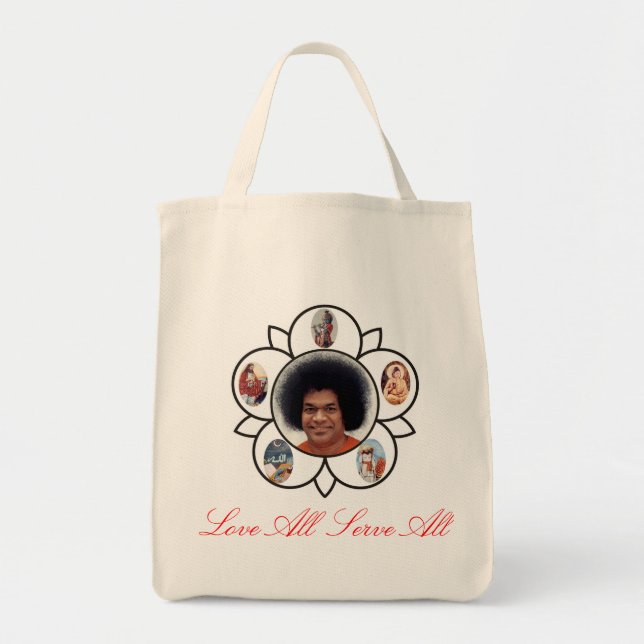 Sathya Sai Baba Porträtt på bomullsbag Tygkasse (Framsidan)