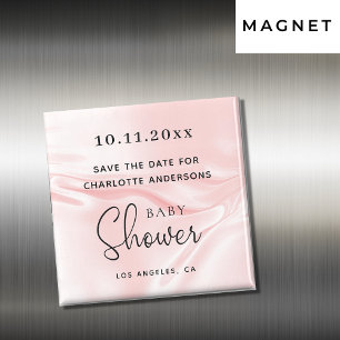 Satin Baby Shower rosa silke sparar datumet Magnet