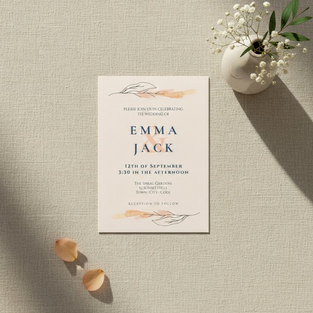 Satin-Blommigten - inbjudan till enkelt söt-bröllo (Satin Floral simple pretty wedding invitation.)