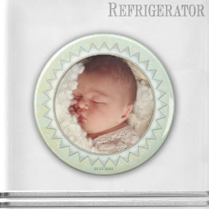 Satin Damask Pastel Grönt Baby Photo Magnet