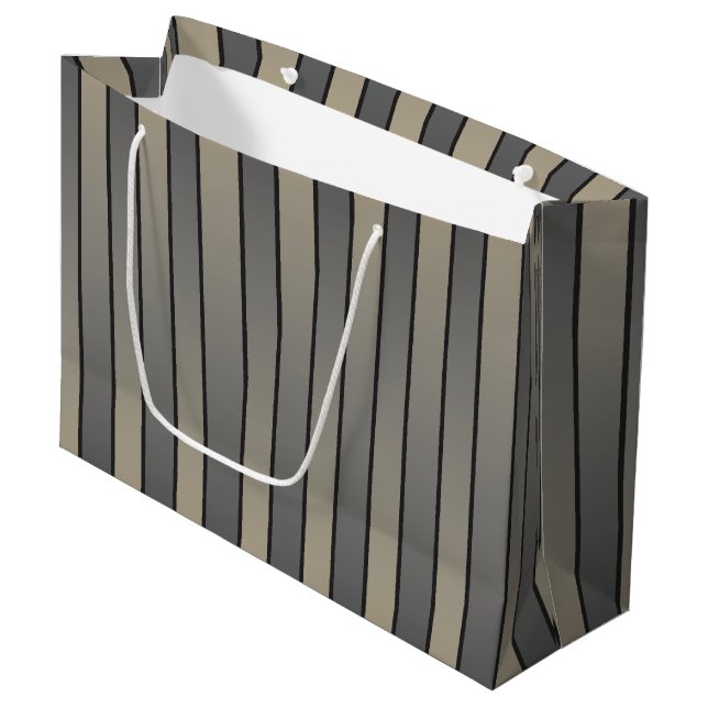 Satin Effekt Randigt Mönster Svart Och Beige (Framsidan Vinklad)