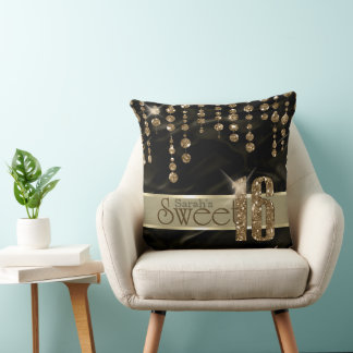 Satin Jewel Sweet sixteen Black Guld ID260 Kudde