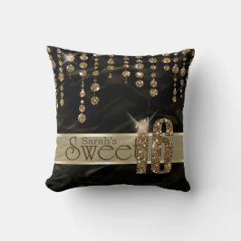 Satin Jewel Sweet sixteen Black Guld ID260 Kudde