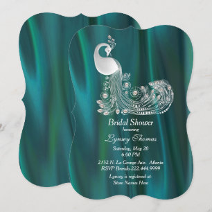 Satin med vit Peacock Möhippa Inbjudningar