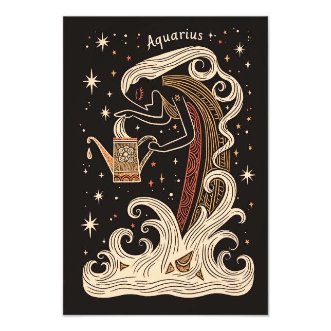 Satin Photo Papper Aquarius Celestial Zodiac Fototryck (Framsidan)