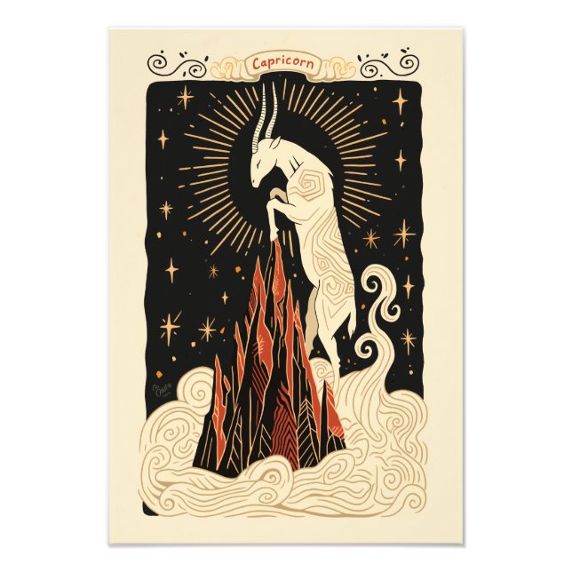 Satin Photo Papper Capricorn Celestial Zodiac Fototryck (Framsidan)